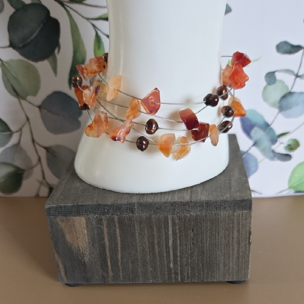 CULTURE MIX Elegant Orange and Brown Gemstone Bracelet